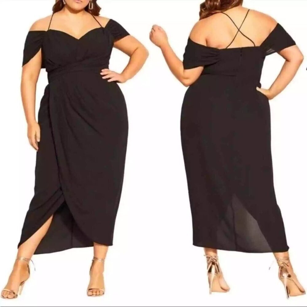 NWT Flawed City Chic Entwine black maxi dress plus size 14 Needs to be fixed